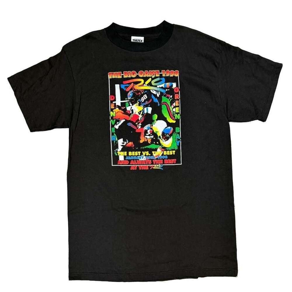 Vintage 1998 'The Big Game' Denver vs Green Bay NFL Football Graphic T-Shirt